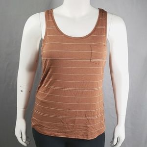 Prana Foundation Scoop Neck Tank Womens Extra Large Copper Heather Stripe